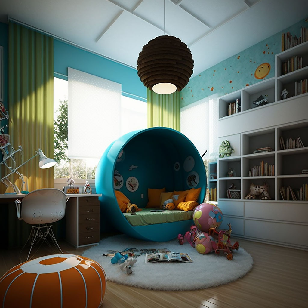 Kids room as imagined by AI.
